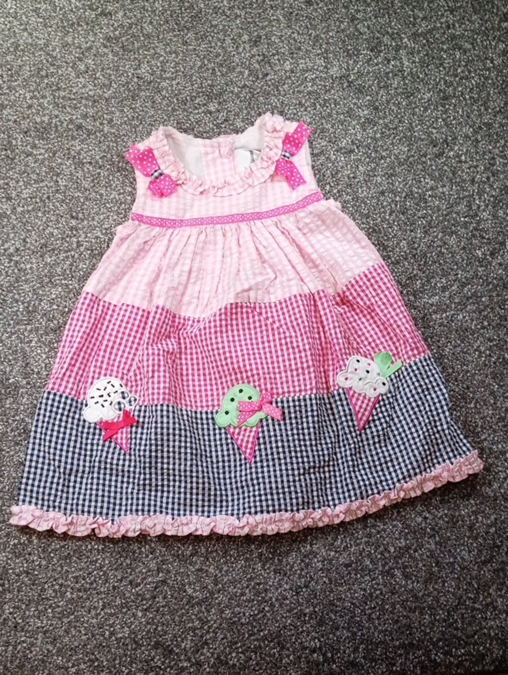Rare Editions Pink Gingham Dress with Polka Dot Bow